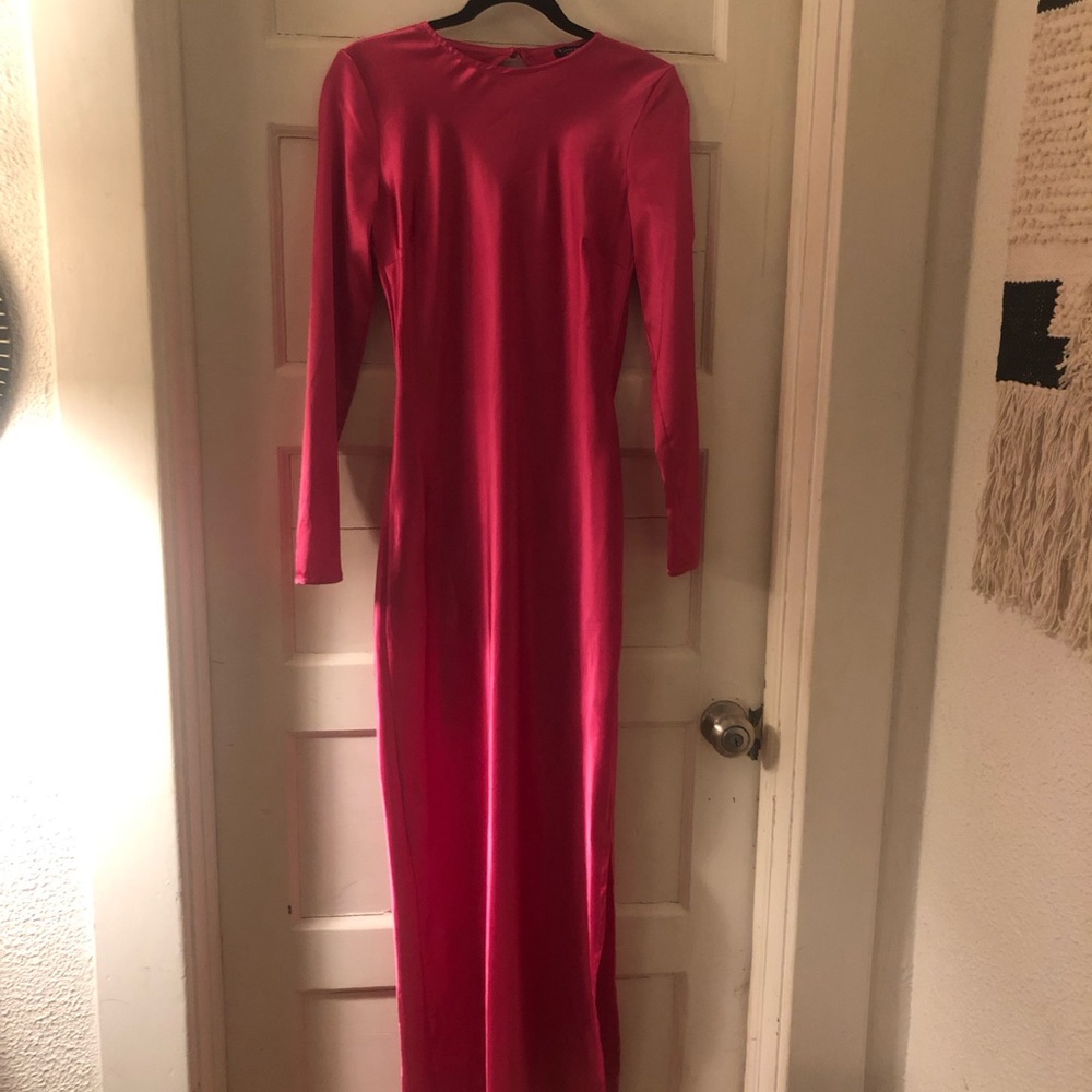 Nasty Gal Fuchsia Long Sleeve Dress